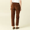 Pantalon large 7/8&egrave;me taille haute marron fonc&eacute; femme