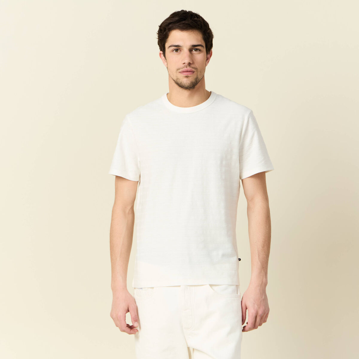 T-shirt manches courtes ecru homme