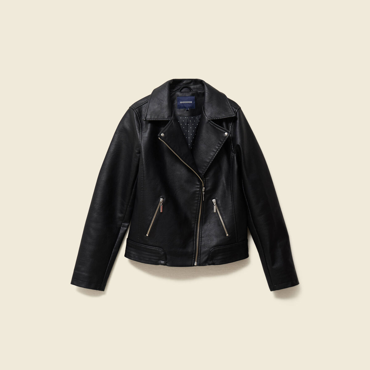 Blouson biker simili cuir noir femme