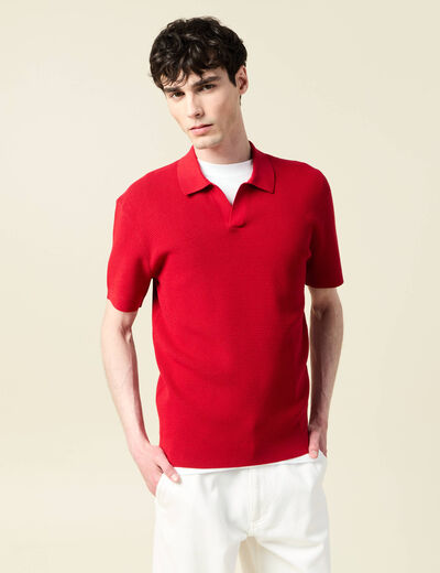 Polo cintré manches courtes rouge foncé homme