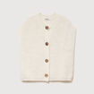 Gilet droit sans manches col rond creme femme