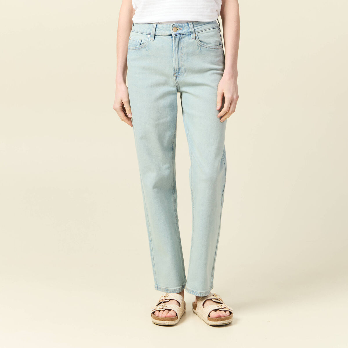 Jeans droit 7/8ème denim baby bleu femme