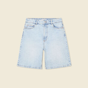 Bermuda droit en jean denim snow bleu femme