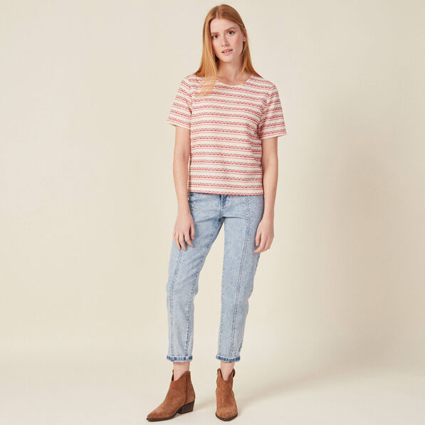 T-shirt manches courtes rouge foncé femme