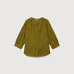 Chemise en coton manches 3/4 vert kaki femme