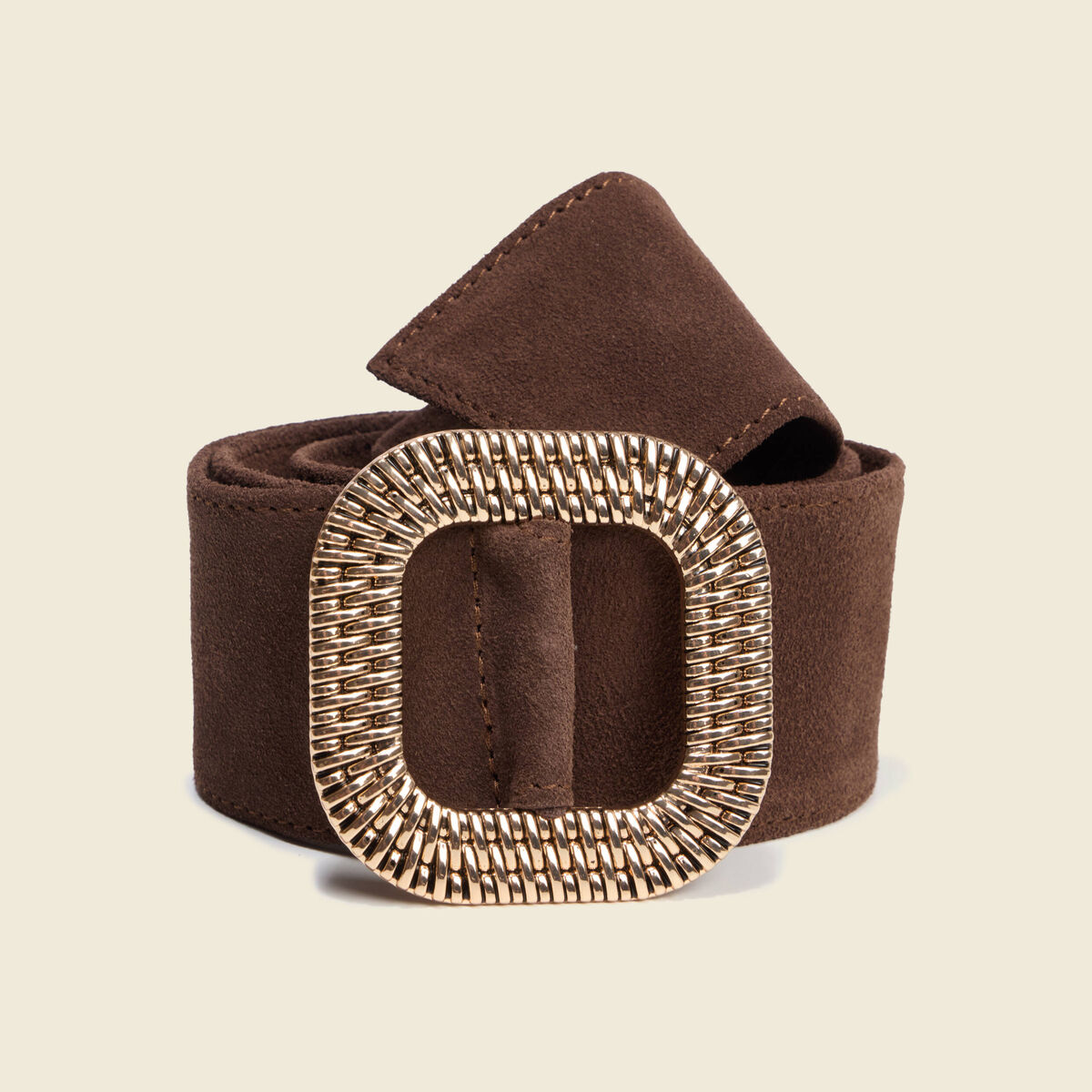 LE TEMPS DES CERISES ceinture cuir marron femme clous Flatty brown belt