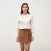 Jupe-short taille haute en velours vieux rose femme