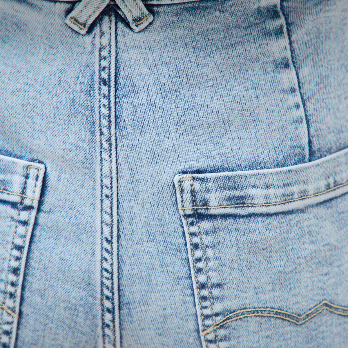 Jeans large taille haute denim bleach femme