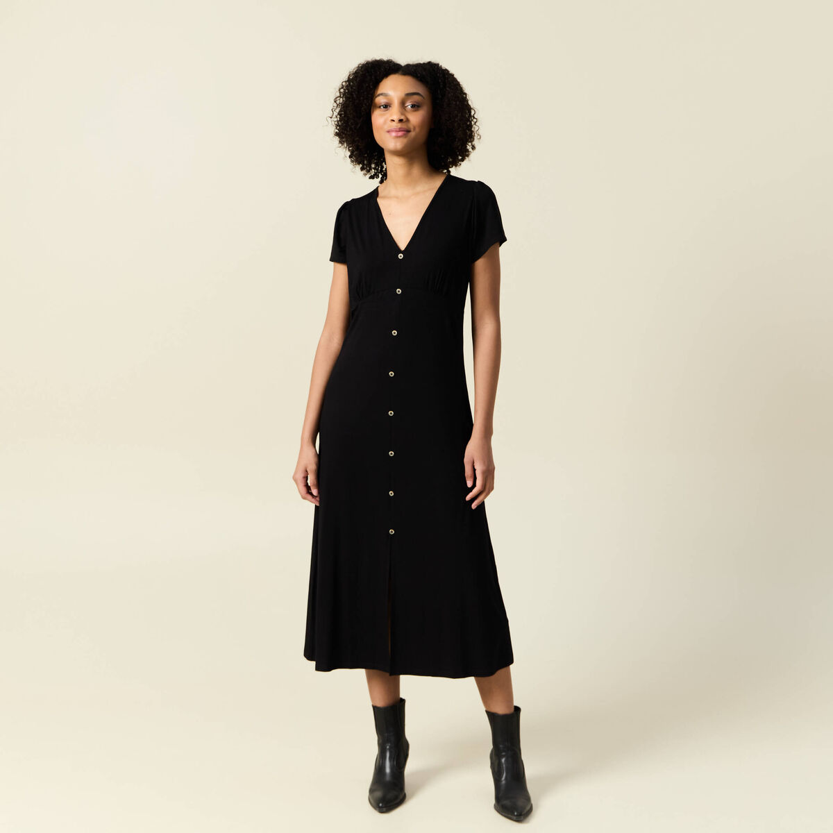Robe longue droite noir femme