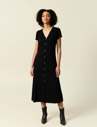 Robe longue droite noir femme