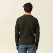 Pull col rond vert kaki homme