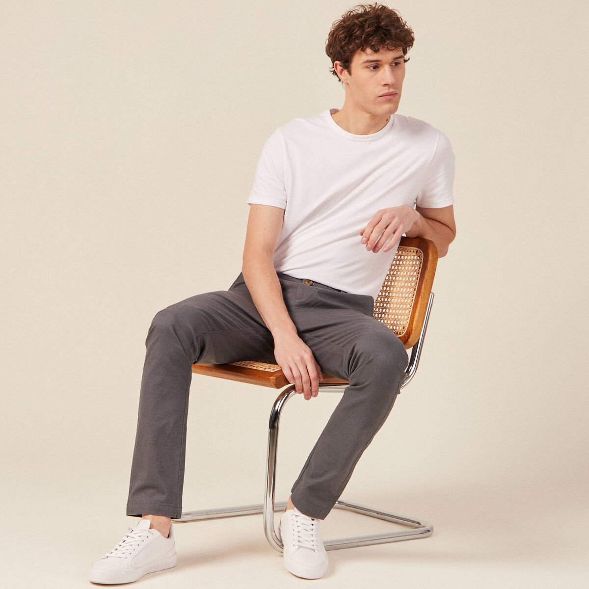 Pantalon chino longueur 32 gris homme