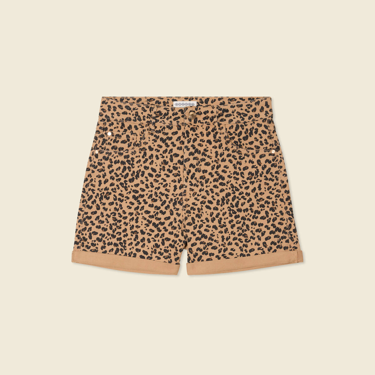 Short mom taille haute camel femme