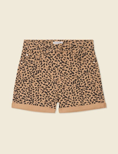 Short mom taille haute camel femme