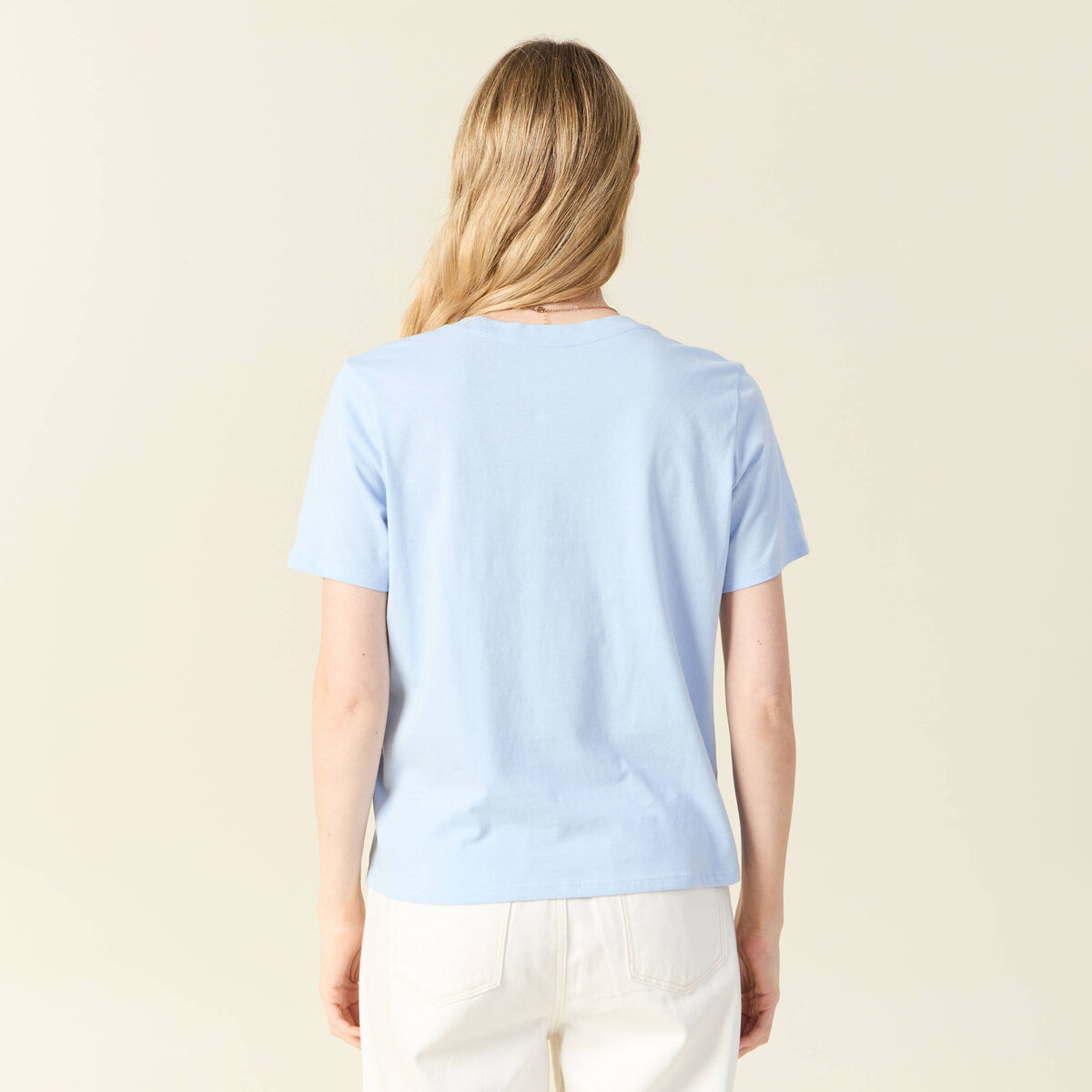 T-shirt manches courtes bleu clair femme