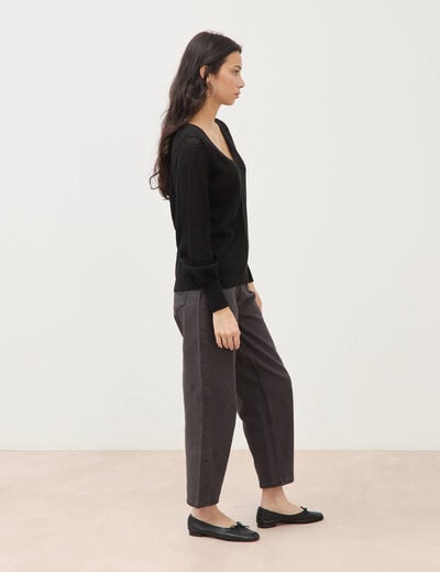 Pull manches longues noir femme
