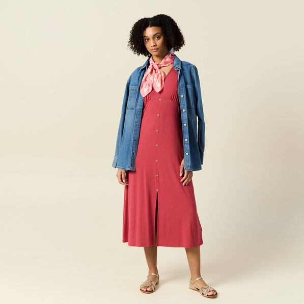 Robe longue droite rose framboise femme