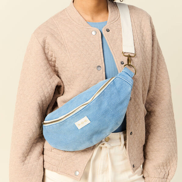 Sac banane en jean denim bleach femme