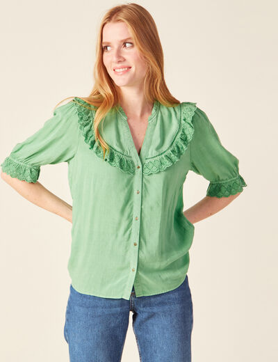 Chemise manches 3/4 vert clair femme