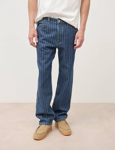 Jeans large ray&eacute; longueur 32 denim stone homme