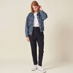 Pantalon cigarette bleu femme