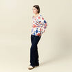 Pull manches longues col en V creme femme