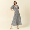 Robe longue éco-responsable bleu femme