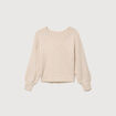 Pull oversize col v manches longues creme femme