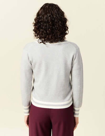 Pull manches longues gris clair femme
