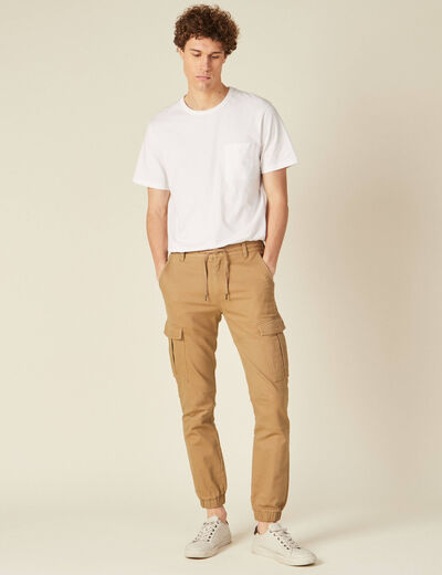 Pantalon cargo taille à cordon vert kaki homme