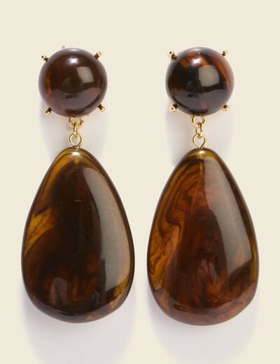 Boucles d'oreilles marron fonc&eacute; femme