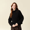 Pull manches longues col roul&eacute; brillant noir femme