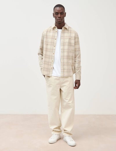Pantalon large en velours ecru homme