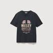 T-shirt droit col rond manches courtes noir femme