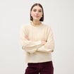 Pull droit col rond manches courtes ivoire femme