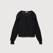 Blouse droite manches longues col rond noir femme