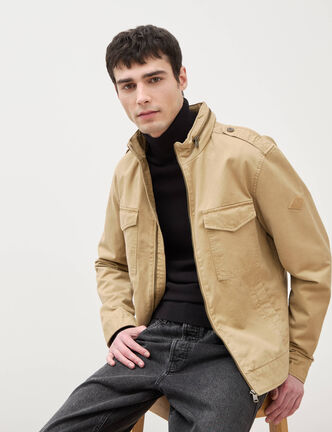 Veste col montant manches longues beige homme