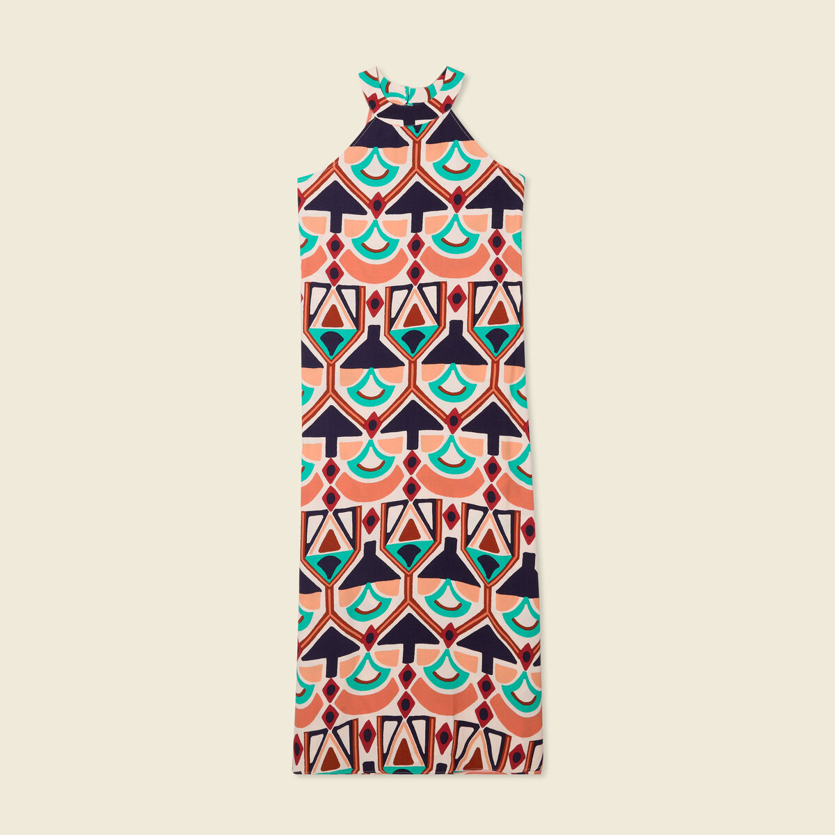 Robe longue droite orange femme