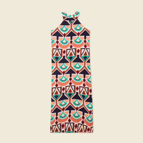 Robe longue droite orange femme