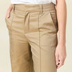 Pantalon large taille haute beige femme