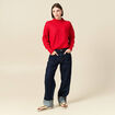 Pull col montant manches longues rouge femme