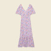 Robe longue évasée rose femme