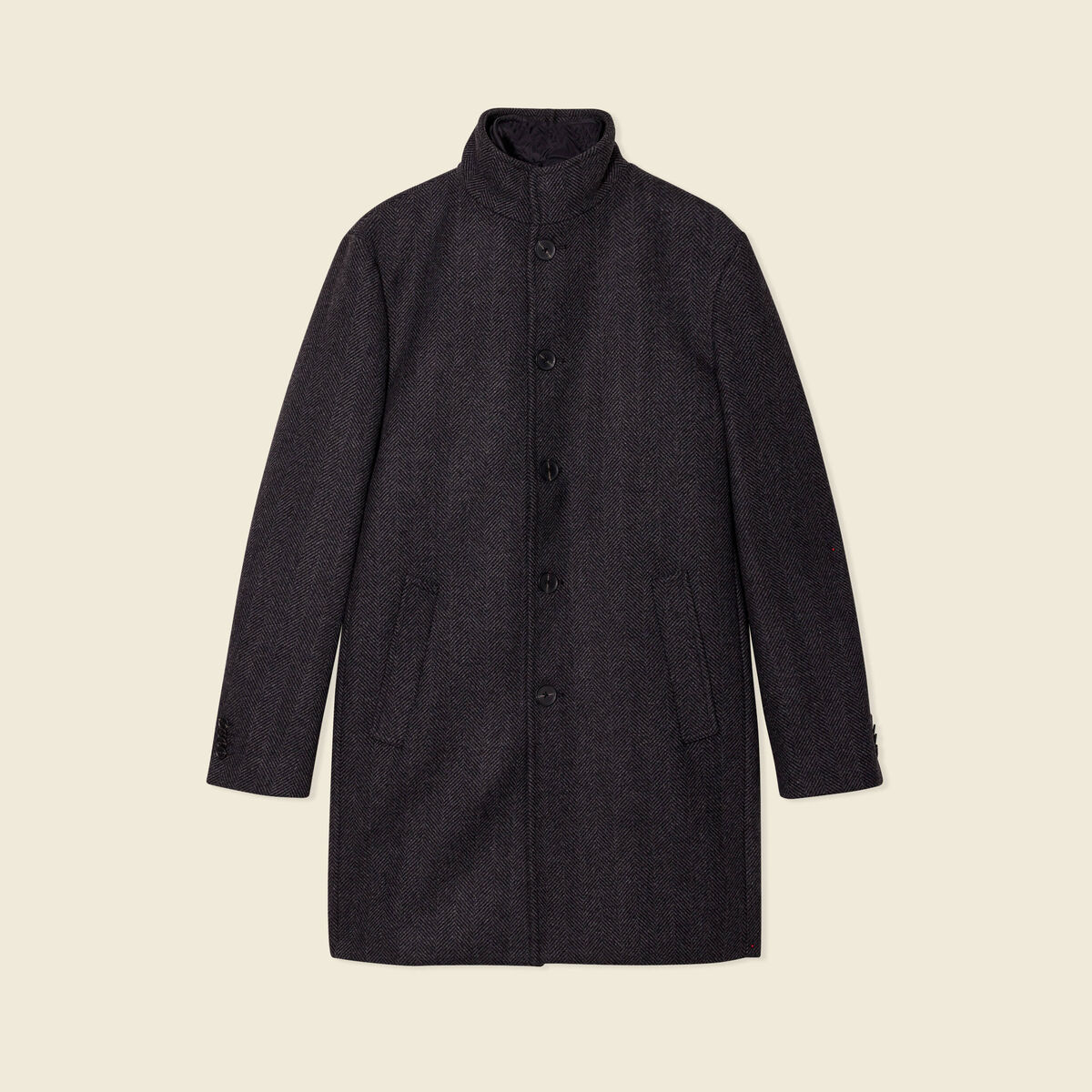 Manteau ajusté boutonné gris foncé homme