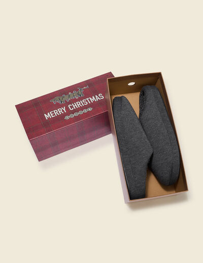 Coffret chaussons gris fonc&eacute; homme