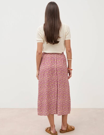 Jupe fluide rose framboise femme
