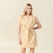 Robe droite ceinturée jaune femme