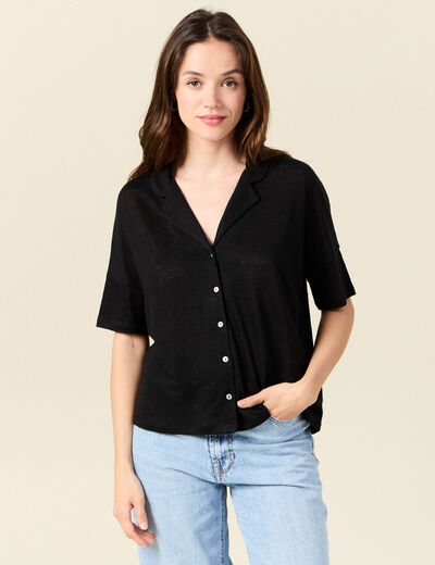 Chemise manches courtes noir femme
