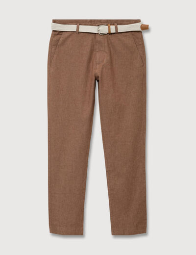Chino coupe droite longueur 32 marron homme