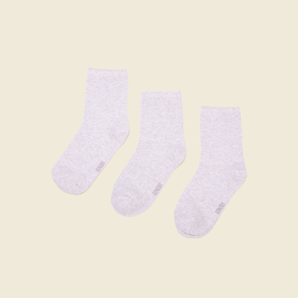 Lot 3 paires chaussettes gris clair femme