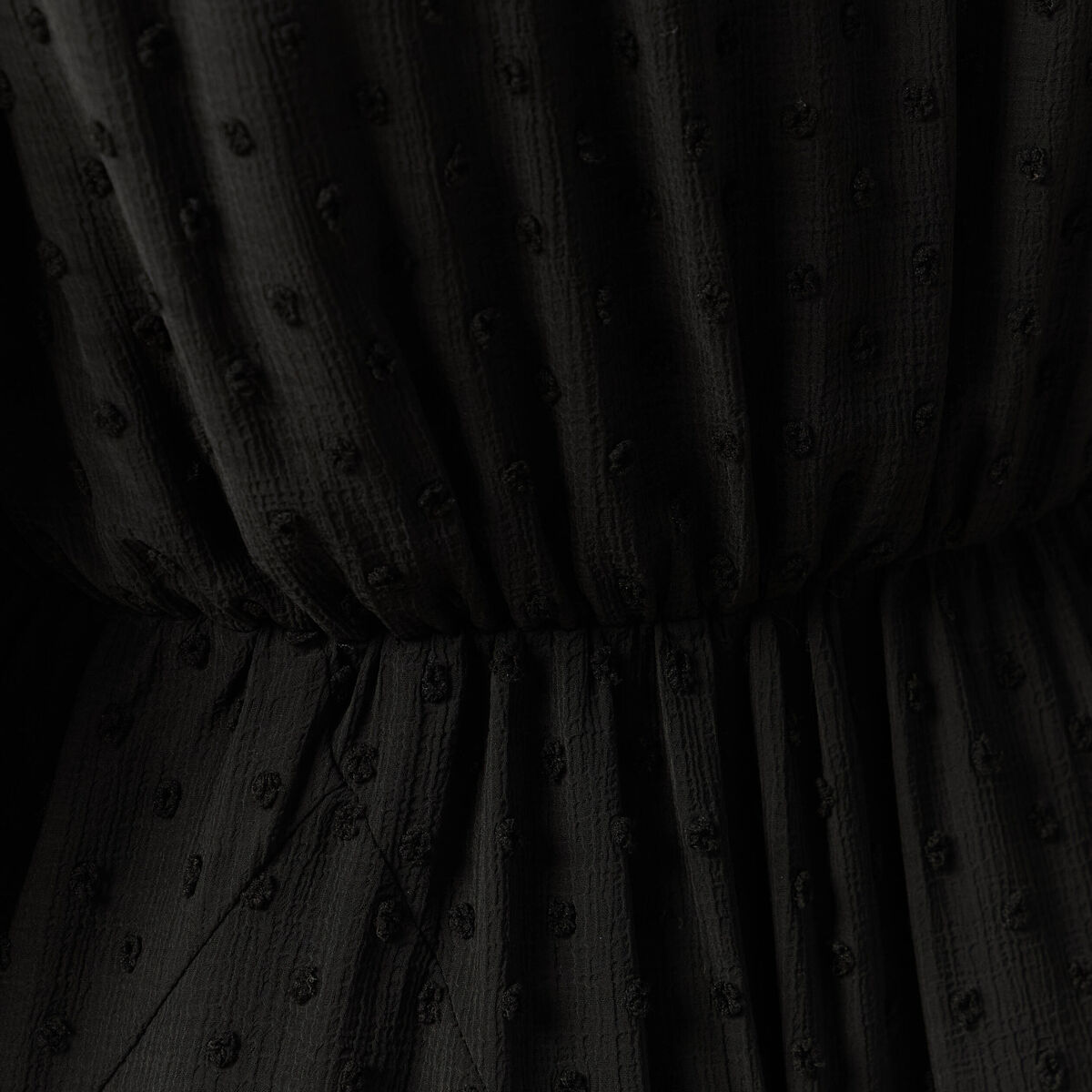 Robe fluide col v manches longues noir femme